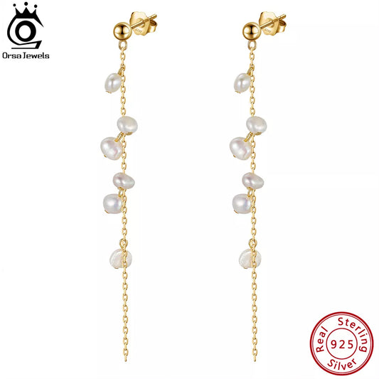 14k Gold Plated Natural Pearl Earrings