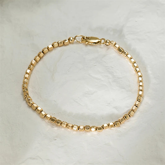 14K Gold Filled Bead Bracelet, Handmade Tarnish Resistant